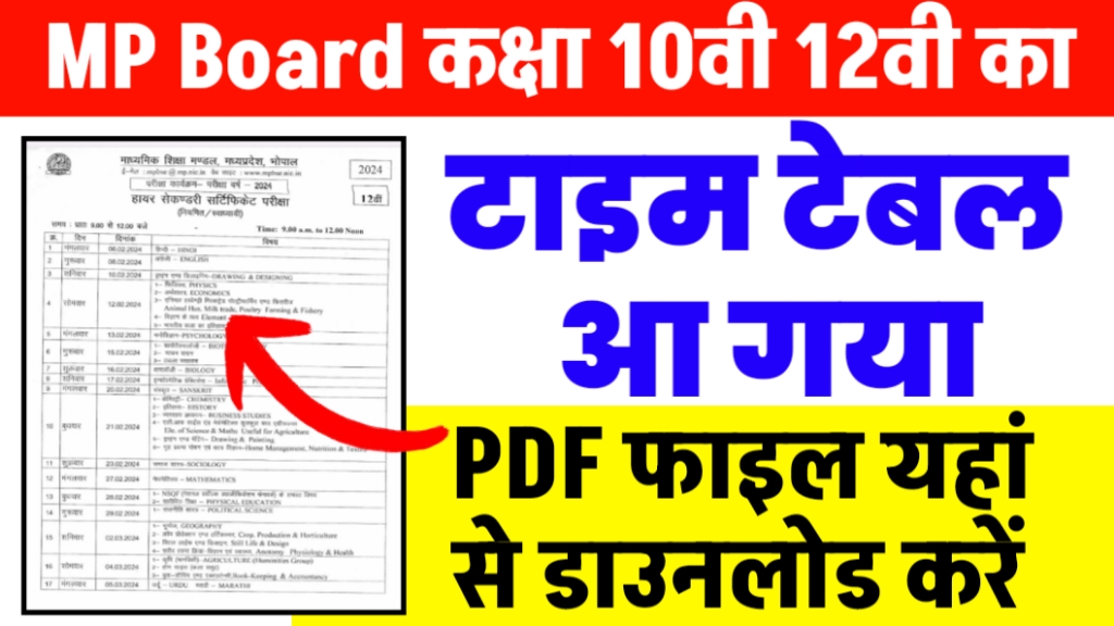 mp board 12th class time table 2024